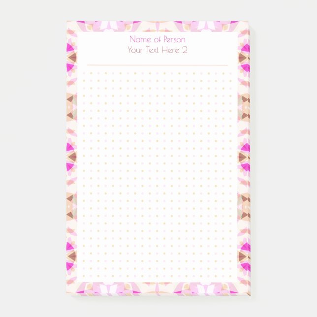 Custom Pink Brown Dot Grid Student Geschenkplaner Post-it Klebezettel (Vorderseite)