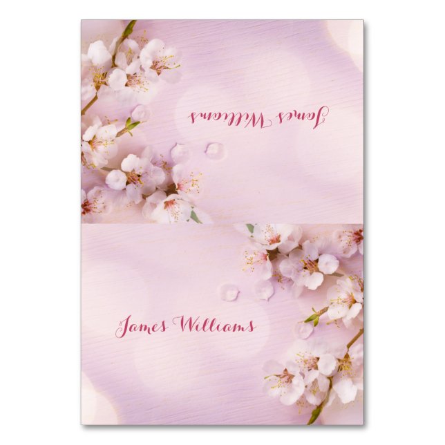 Custom Pink Cherry Blossom Hochzeit Platzkarten Tischnummer (Vorderseite)
