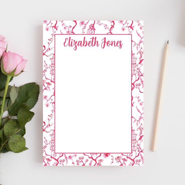 Custom Pink Chinoiserie, Grandmillenial Pagode Post-it Klebezettel (Von Creator hochgeladen)