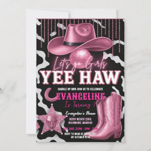 Custom Pink Cowgirl Birthday Einladung