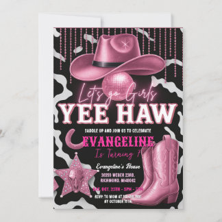 Custom Pink Cowgirl Birthday Einladung
