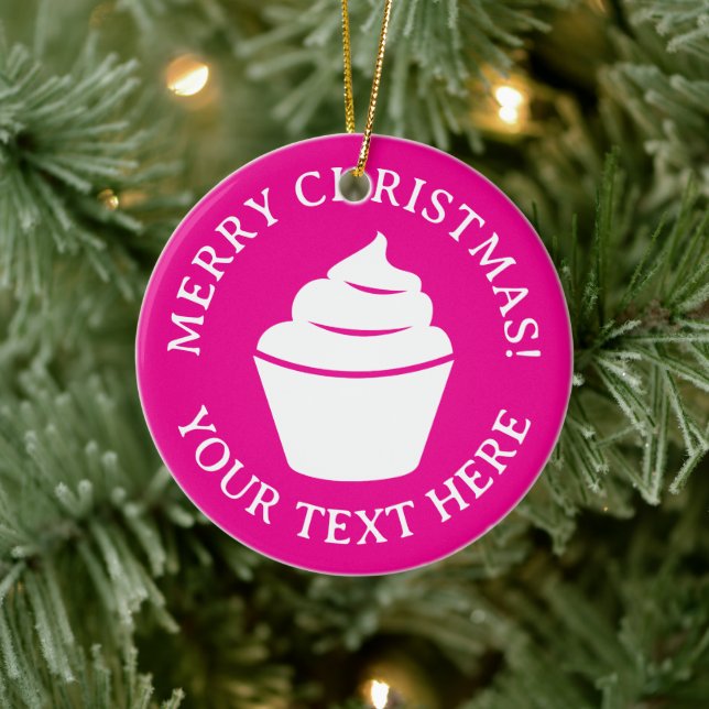 Custom pink cupcake Weihnachtsbaumschmuck Keramik Ornament (Baum)