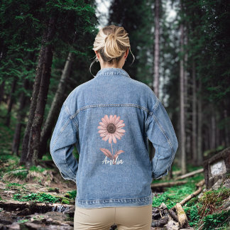 Custom Pink Daisy Jeansjacke