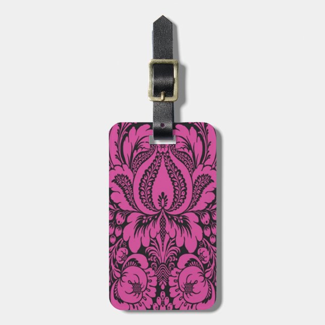 Custom Pink Fantasy Floral Luggage Tag Gepäckanhänger (Vorderseite vertikal)