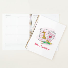 Custom Pink First Grade Lehrer Bewertung Planer