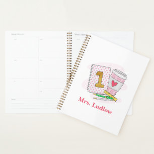Custom Pink First Grade Lehrer Bewertung Planer