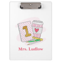 Custom Pink First Grade Teacher School