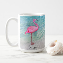 Custom Pink Flamingo Tropical Sandy Beach Modern Kaffeetasse