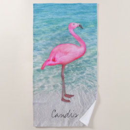 Custom Pink Flamingo Tropical Sandy Beach Modern Strandtuch