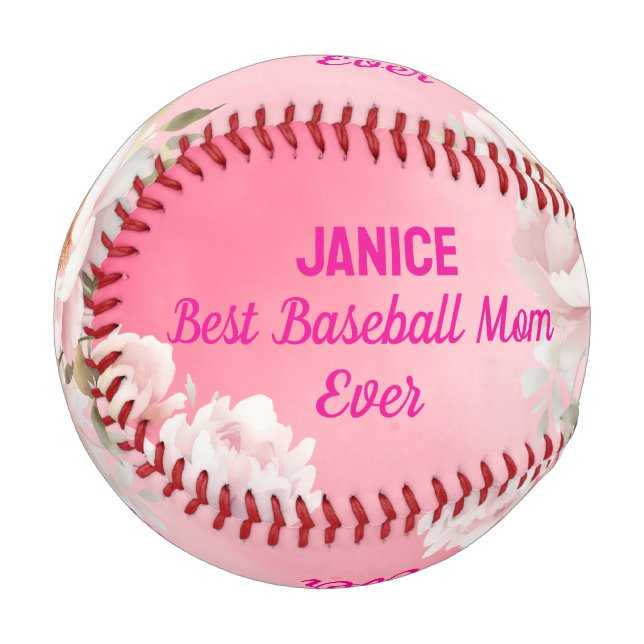 Custom Pink Floral Baseball Mama (Vorderseite Links)