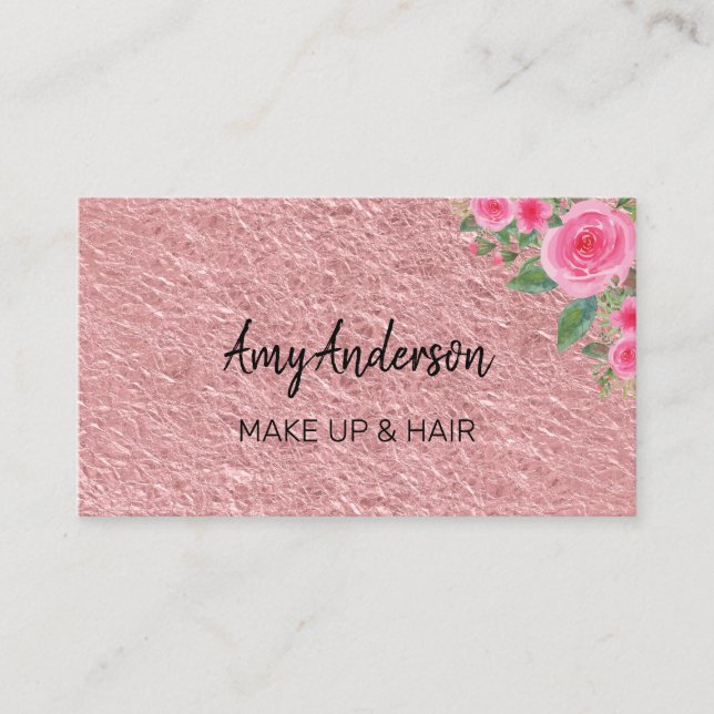 Custom Pink Floral Business Card Visitenkarte (Vorderseite)