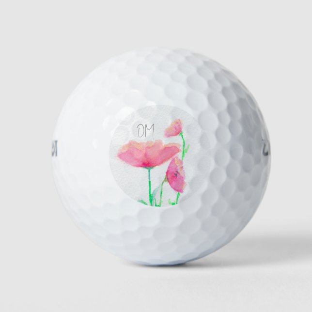 Custom Pink Floral Golf Balls Golfball (Vorderseite)