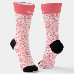 Custom Pink Floral Socken