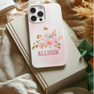Custom Pink Floral Tough Case, Geburtstagsgeschenk Case-Mate iPhone 14 Pro Hülle