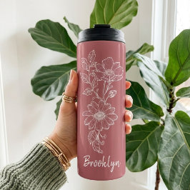 Custom Pink Floral Tumbler Graduation Gift for Her Thermosbecher