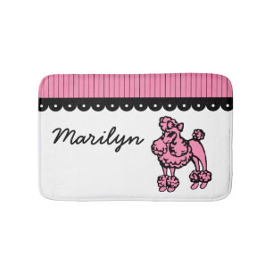 Custom Pink Französisch Poodle Badematte Badezimme