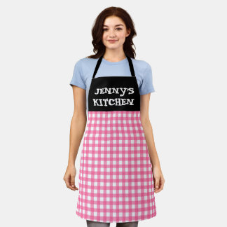 CUSTOM PINK GINGHAM KITCHEN APRON SCHÜRZE