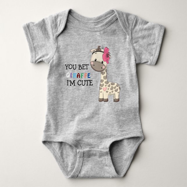 Custom Pink Girl Giraffe Baby Bodysuit Baby Strampler (Vorderseite)