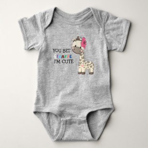 Custom Pink Girl Giraffe Baby Bodysuit Strampler