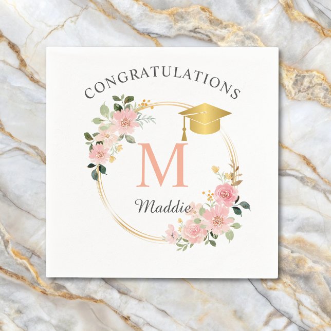 Custom Pink Girls Graduation Party Serviette (Von Creator hochgeladen)