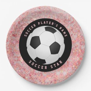 Custom Pink Girls Soccer Ball Football Pappteller