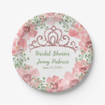 Custom Pink Glitzer Crown Pink Roses Grüne