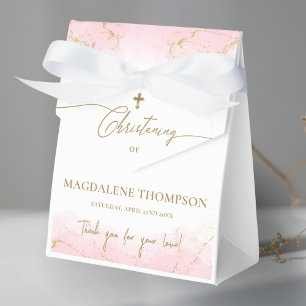 Custom Pink Gold Cross Danke Girl Christening Geschenkschachtel