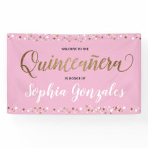 Custom Pink Gold Konfetti Quinceanera Geburtstag