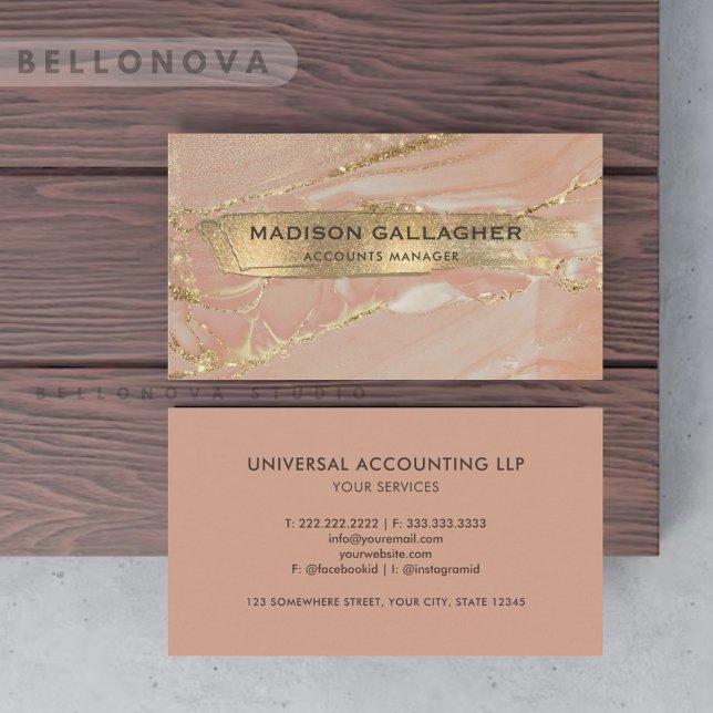 Custom Pink Gold Marmor Glitzer Chic Beruflich Visitenkarte (Custom Pink Gold Marble Glitter Chic Professional Business Card)
