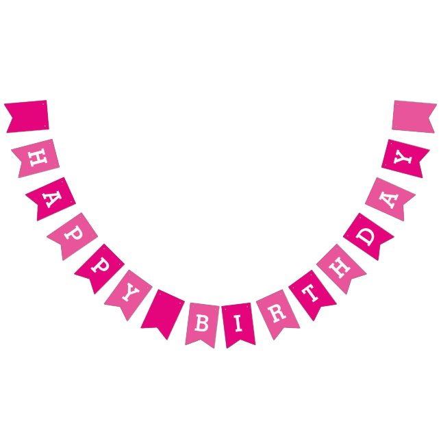 Custom Pink Happy Birthday Party Bunting Banner (Alle)