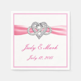 Custom Pink Infinity Heart Paper Napkins Serviette