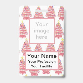 Custom Pink Keramik Xmas Trees Abzeichen Ausweis