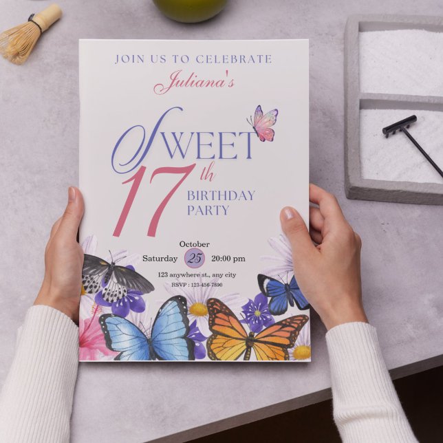 Custom Pink & Lavender 17. Geburtstag Einladungen (Custom Pink & Lavender 17th Birthday Invitations
)