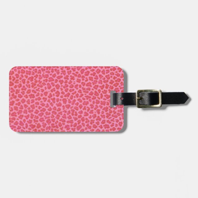 Custom Pink Leopard Print Lugage Tag Gepäckanhänger (Vorderseite horizontal)