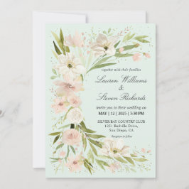 Custom Pink Light Pastellgrün Romantische Ecke Einladung