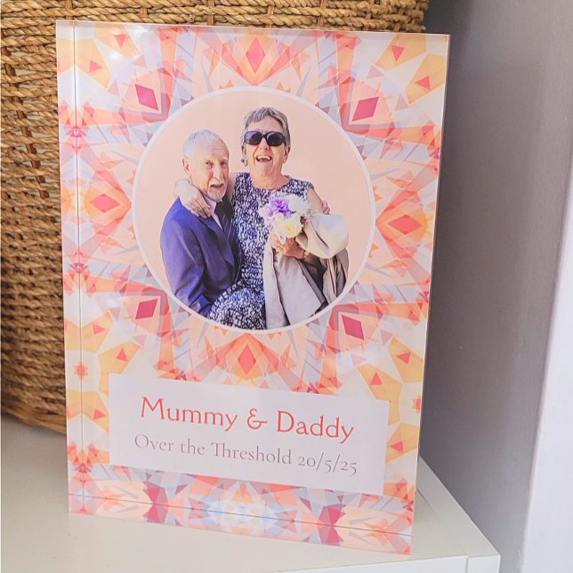 Custom Pink Lila Star Hochzeitstipendium Fotoblock (Pink Star Photo Block Front Image)