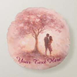 Custom Pink Love Tree Round Pillow Rundes Kissen