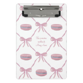 Custom Pink Macarons Frilly Coquette French Recipe Mini Klemmbrett