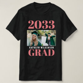 CUSTOM Pink Modernes, einfaches Script 2 Foto Grad T-Shirt