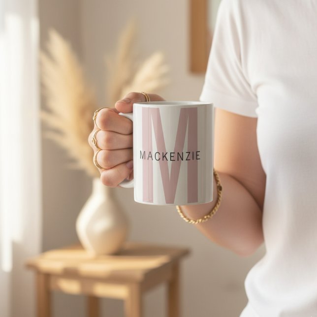 Custom Pink Monogram Mug Gift for Mom or Grandma Kaffeetasse (Custom Monogram Coffee Mug – Personalized Gift for Mom, Grandma, Teacher or Girls)