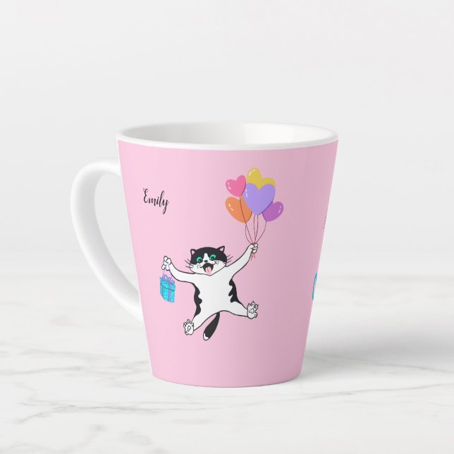 Custom Pink Mutter's Day Geschenk Beste Katze Mama Milchtasse (Linke Ecke)