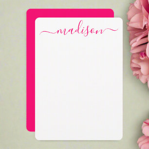 Custom Pink Name Typografy Script Feminine Mitteilungskarte