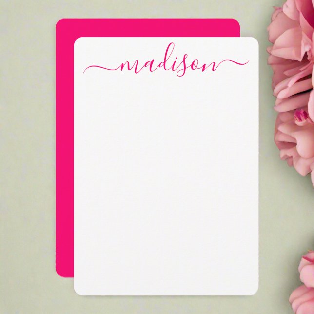 Custom Pink Name Typografy Script Feminine Mitteilungskarte (Von Creator hochgeladen)