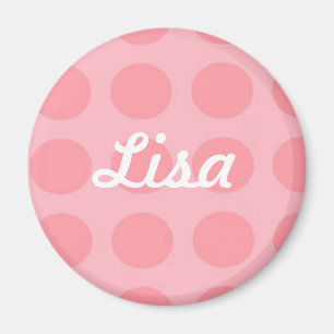 Custom Pink Polka Dot Magnet