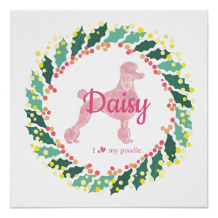 Custom Pink Poodle Silhouette Weihnachtsgebäck Poster