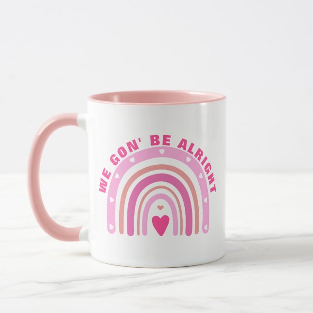 Custom Pink Rainbow Heart Positive Redewendungen K Tasse (Links)