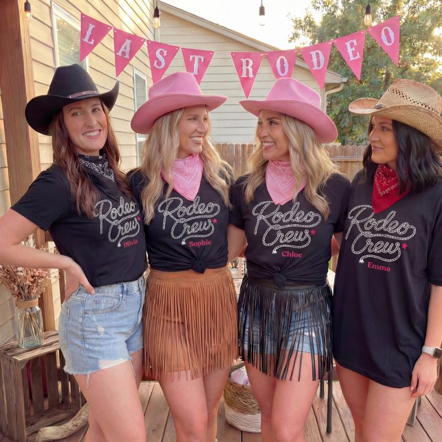 Custom Pink Rodeo Crew Bachelorette Party T-Shirt (Von Creator hochgeladen)