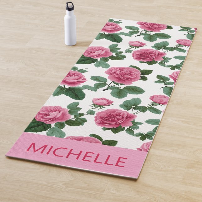 Custom Pink Rose Floral Pattern Yogamatte (Beispiel)