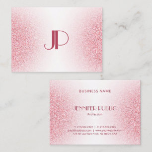 Custom Pink Rose Gold Glitzer Modernes Monogramm B Visitenkarte