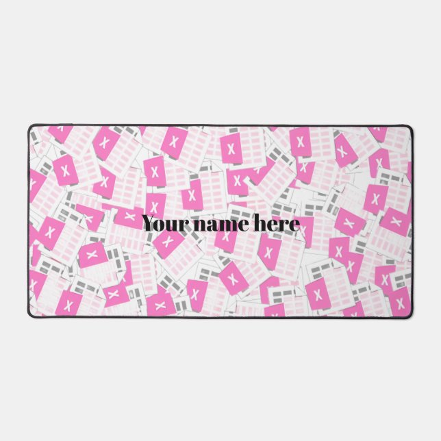 Custom Pink Spreadsheet Pattern Desk Mat Schreibtischunterlage (Vorderseite)
